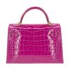 Hermès Kelly Sellier Mini II Rose Scheherazade Lisse Crocodile Alligator GHW