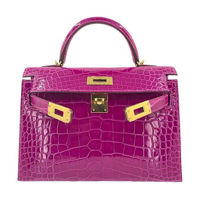 Hermes Kelly Mini Pochette Rose Scheherazade Alligator Lisse