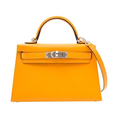 Hermès Kelly Sellier Mini II Moutarde Chevre Mysore PHW