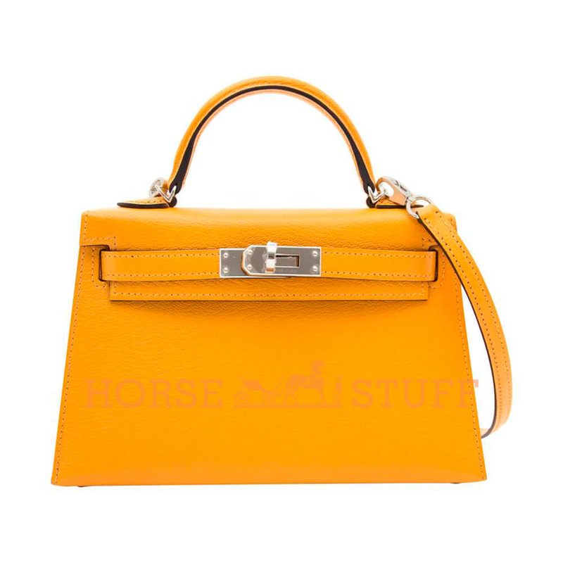 Hermès Kelly Sellier Mini II Moutarde Chevre Mysore PHW