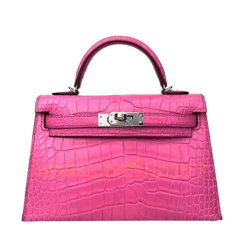 Hermès Kelly Sellier Mini II Rose Shocking Matte Alligator PHW