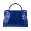 Hermès Kelly Sellier Mini II Blue Electrique Lisse Crocodile Alligator GHW