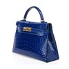 Hermès Kelly Sellier Mini II Blue Electrique Lisse Crocodile Alligator GHW