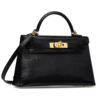 Hermès Kelly Sellier Mini II Black Shiny Niloticus Lizard GHW