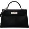 Hermès Kelly Sellier Mini II Black Shiny Niloticus Lizard PHW