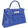 Hermès Kelly Sellier Mini II Blue Sapphire Shiny Niloticus Lizard PHW
