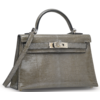 Hermès Kelly Sellier Mini II Gris Fonce Shiny Niloticus Lizard PHW