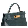 Hermès Kelly Sellier Mini II Vert Cypress Shiny Niloticus Lizard GHW