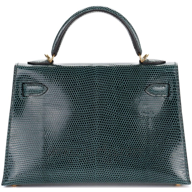Hermès Kelly Sellier Mini II Vert Cypress Shiny Niloticus Lizard GHW