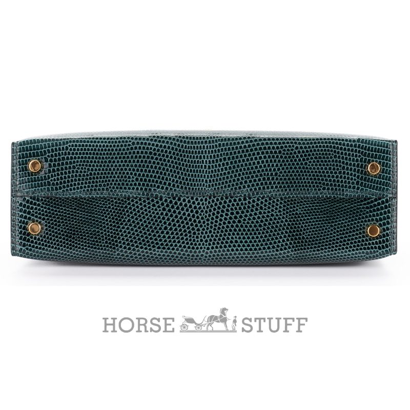 Hermès Kelly Sellier Mini II Vert Cypress Shiny Niloticus Lizard GHW