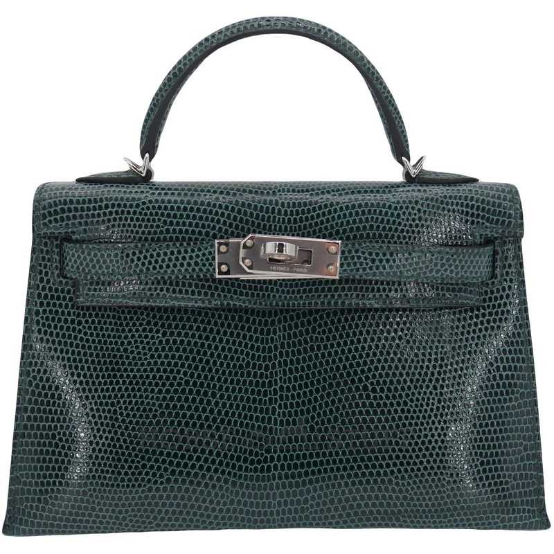 Hermès Kelly Sellier Mini II Vert Cypress Shiny Niloticus Lizard PHW