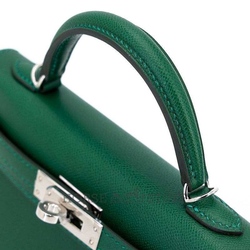 Hermès Kelly Sellier Mini II Vert Moyen Madame PHW