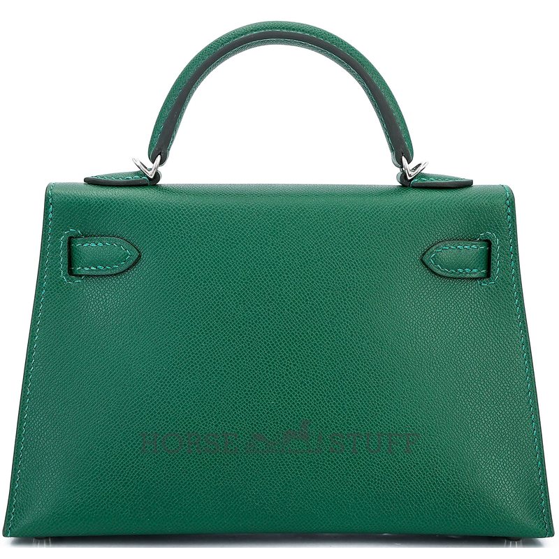 Hermès Kelly Sellier Mini II Vert Moyen Madame PHW