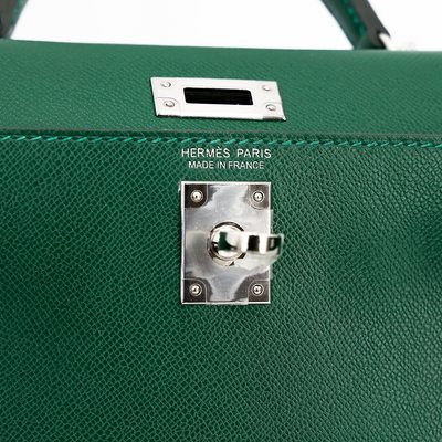 Hermès Kelly Sellier Mini II Vert Moyen Madame PHW