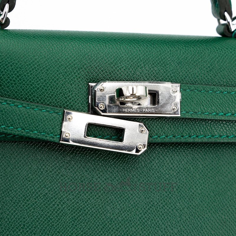 Hermès Kelly Sellier Mini II Vert Moyen Madame PHW
