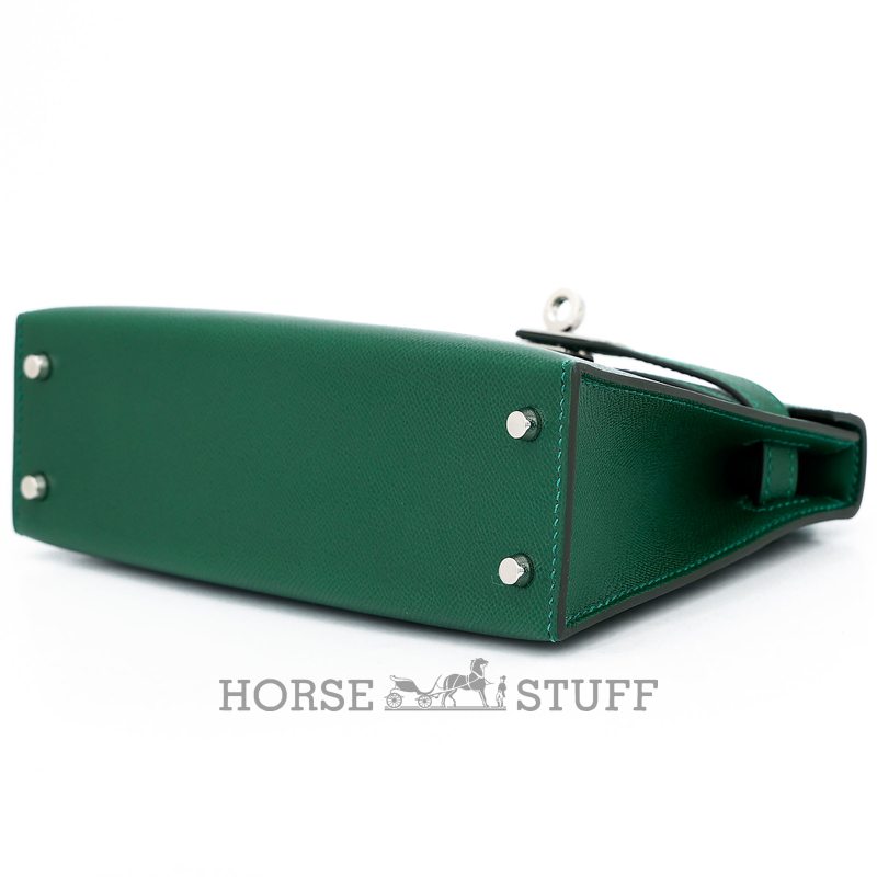 Hermès Kelly Sellier Mini II Vert Moyen Madame PHW