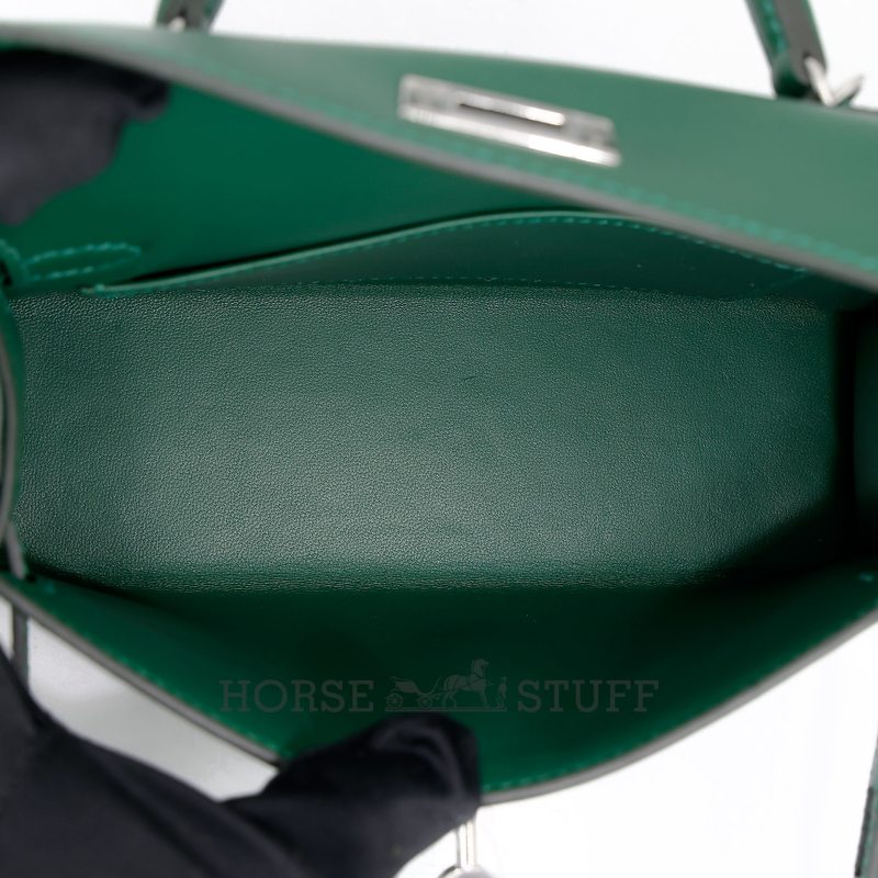 Hermès Kelly Sellier Mini II Vert Moyen Madame PHW