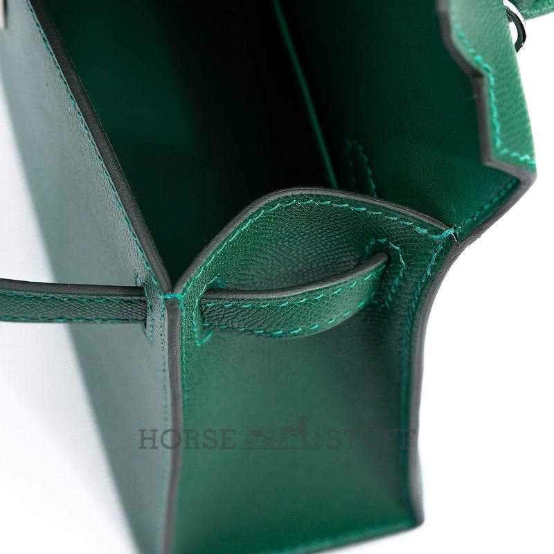 Hermès Kelly Sellier Mini II Vert Moyen Madame PHW