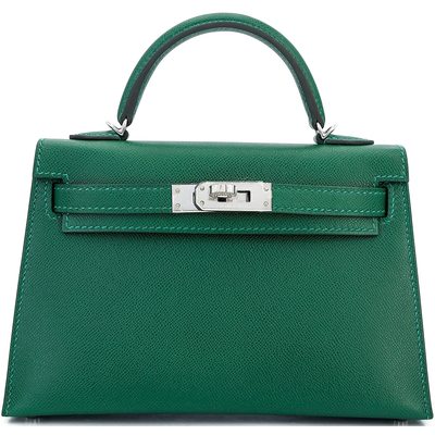 Hermès Kelly Sellier Mini II Vert Moyen Madame PHW