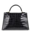 Hermès Kelly Sellier Mini II Black Lisse Crocodile Alligator GHW