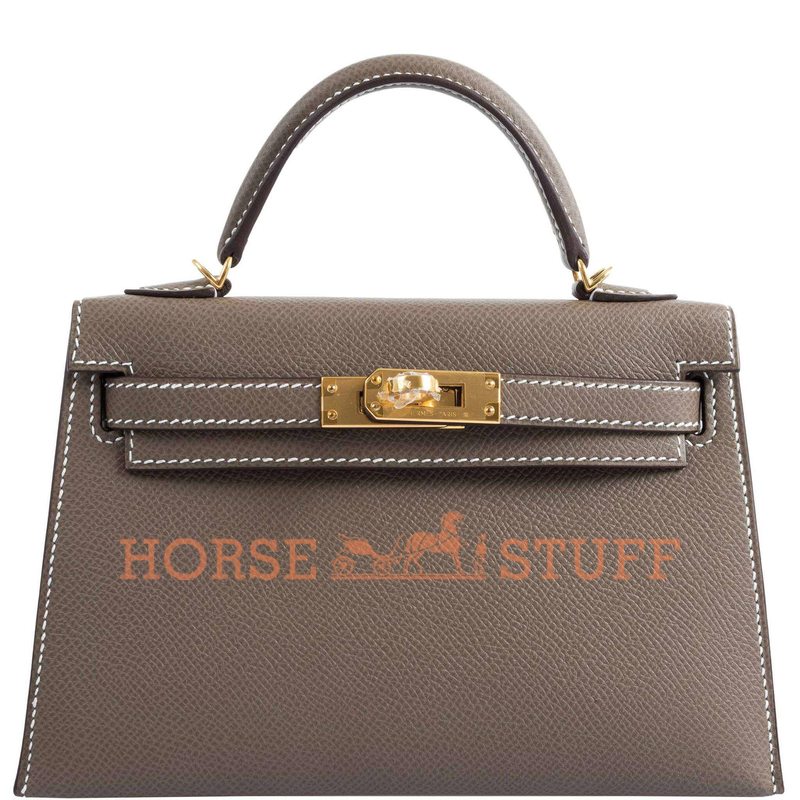 Hermès Kelly Sellier Mini II Etoupe Epsom GHW