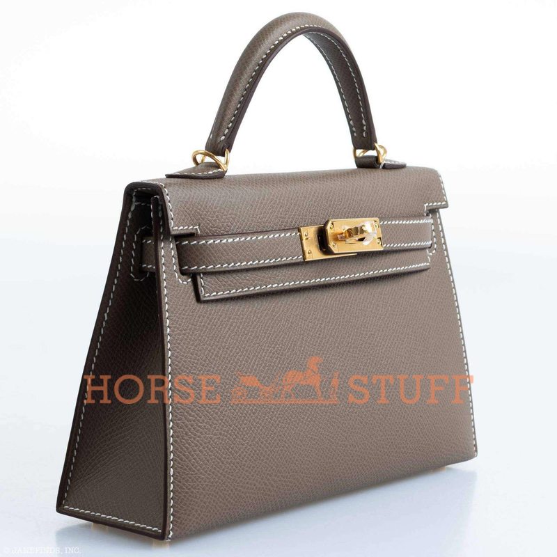 Hermès Kelly Sellier Mini II Etoupe Epsom GHW