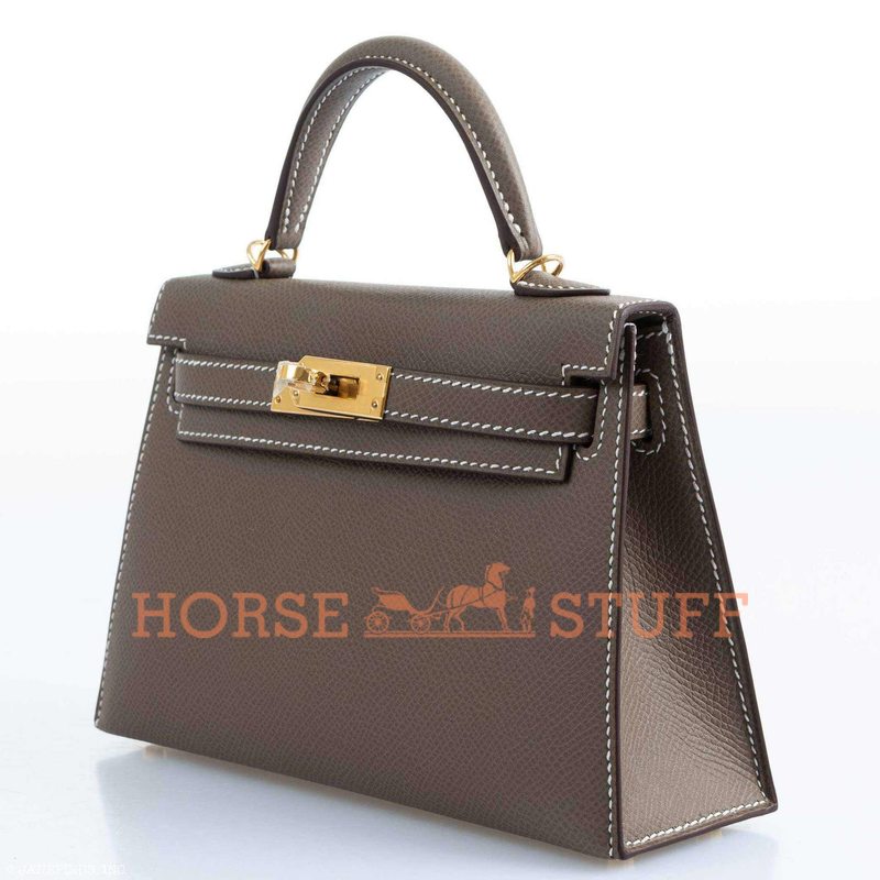 Hermès Kelly Sellier Mini II Etoupe Epsom GHW