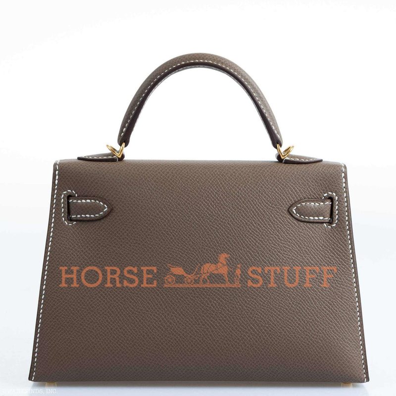 Hermès Kelly Sellier Mini II Etoupe Epsom GHW