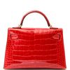 Hermès Kelly Sellier Mini II Geranium Lisse Crocodile Alligator GHW