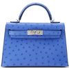 Hermès Kelly Sellier Mini II Bleuet Ostrich PHW