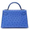 Hermès Kelly Sellier Mini II Bleuet Ostrich PHW