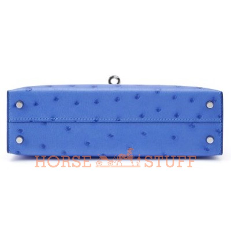 Hermès Kelly Sellier Mini II Bleuet Ostrich PHW