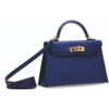 Hermès Kelly Sellier Mini II Blue Sapphire Ostrich GHW