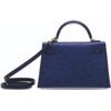 Hermès Kelly Sellier Mini II Blue Sapphire Ostrich GHW