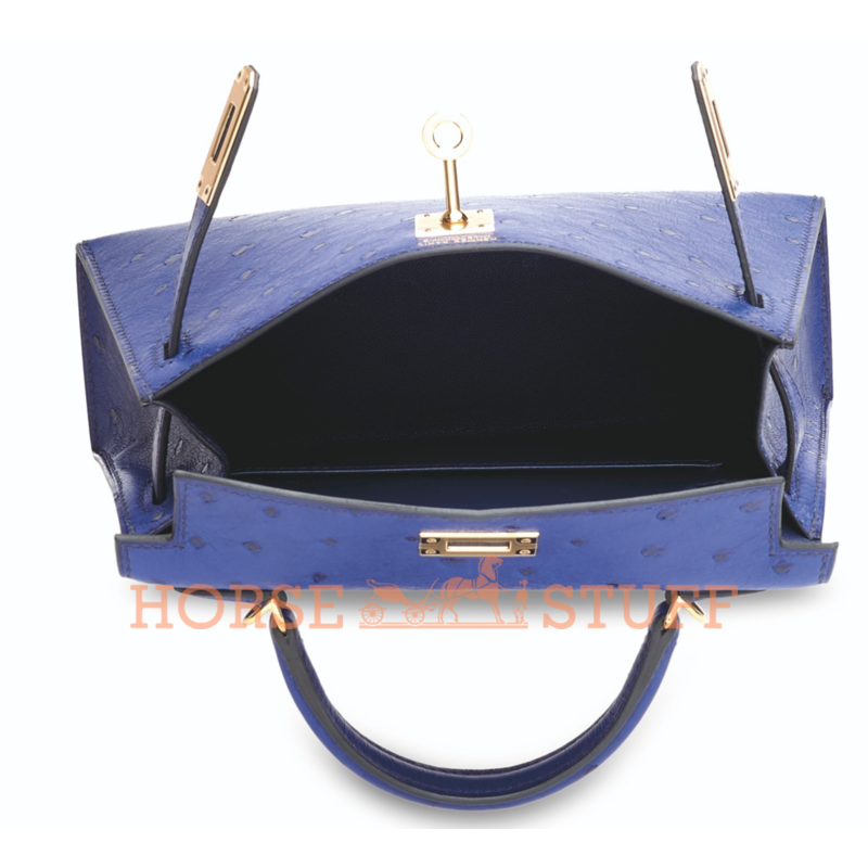 Hermès Kelly Sellier Mini II Blue Sapphire Ostrich GHW