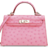 Hermès Kelly Sellier Mini II Bubblegum Ostrich PHW