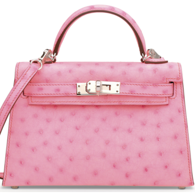 Hermès Kelly Sellier Mini II Bubblegum Ostrich PHW