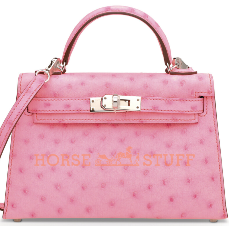 Hermès Kelly Sellier Mini II Bubblegum Ostrich PHW