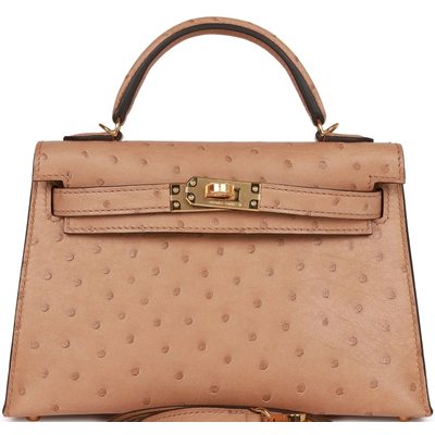 Hermès Kelly Sellier Mini II Chai Ostrich GHW