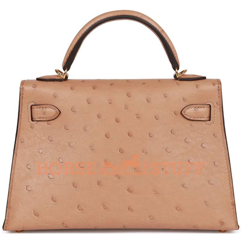 Hermès Kelly Sellier Mini II Chai Ostrich GHW