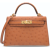 Hermès Kelly Sellier Mini II Cognac Ostrich GHW