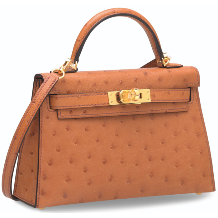 Hermès Kelly Sellier Mini II Special Order HSS Beton / Gris Asphalt Ostrich  GHW from 100% authentic materials!