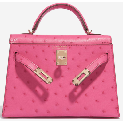 Hermès Kelly Sellier Mini II Fuchsia Ostrich GHW