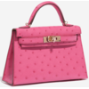 Hermès Kelly Sellier Mini II Fuchsia Ostrich GHW