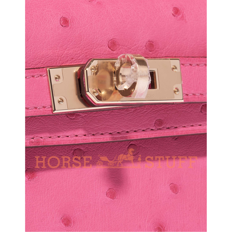 Hermès Kelly Sellier Mini II Fuchsia Ostrich GHW