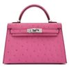 Hermès Kelly Sellier Mini II Fuchsia Ostrich PHW