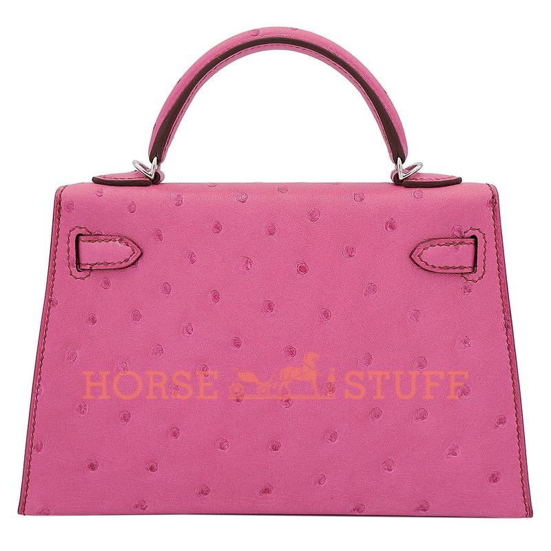 Hermès Kelly Sellier Mini II Fuchsia Ostrich PHW