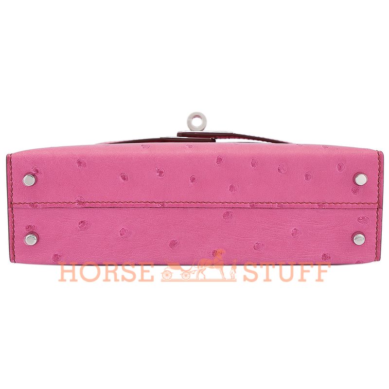 Hermès Kelly Sellier Mini II Fuchsia Ostrich PHW