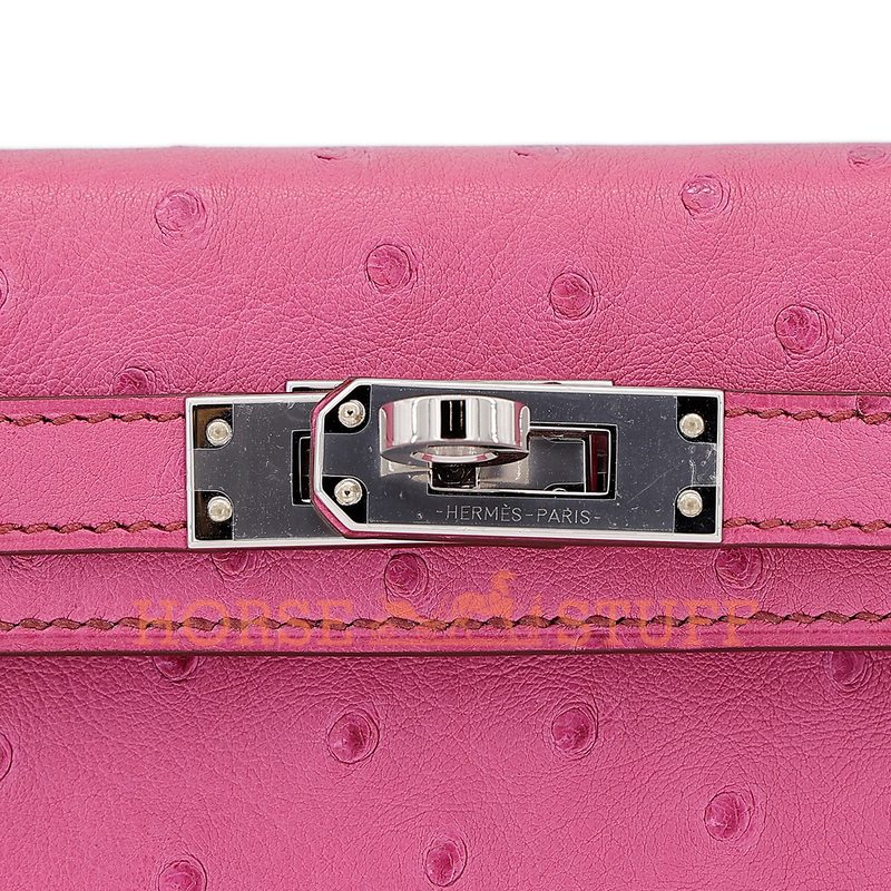 Hermès Kelly Sellier Mini II Fuchsia Ostrich PHW