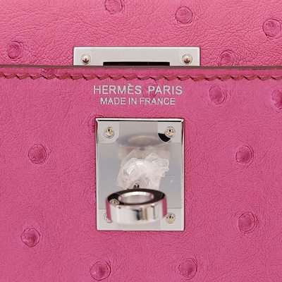 Hermès Kelly Sellier Mini II Fuchsia Ostrich PHW